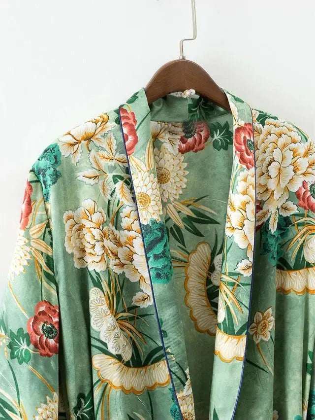 Kimono Fleuri Long à Fente léger


