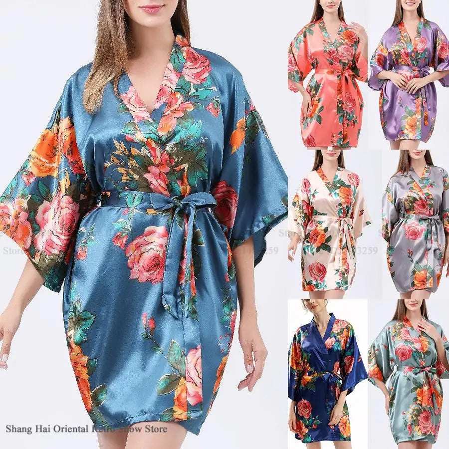 Floral Satin Kimono