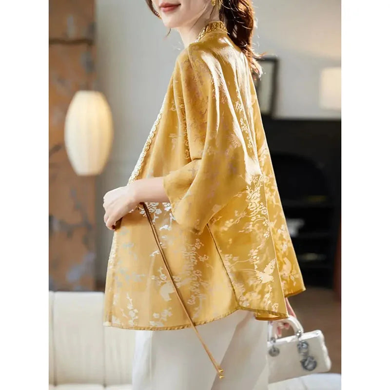 Veste Kimono Chic à Perles manches courtes