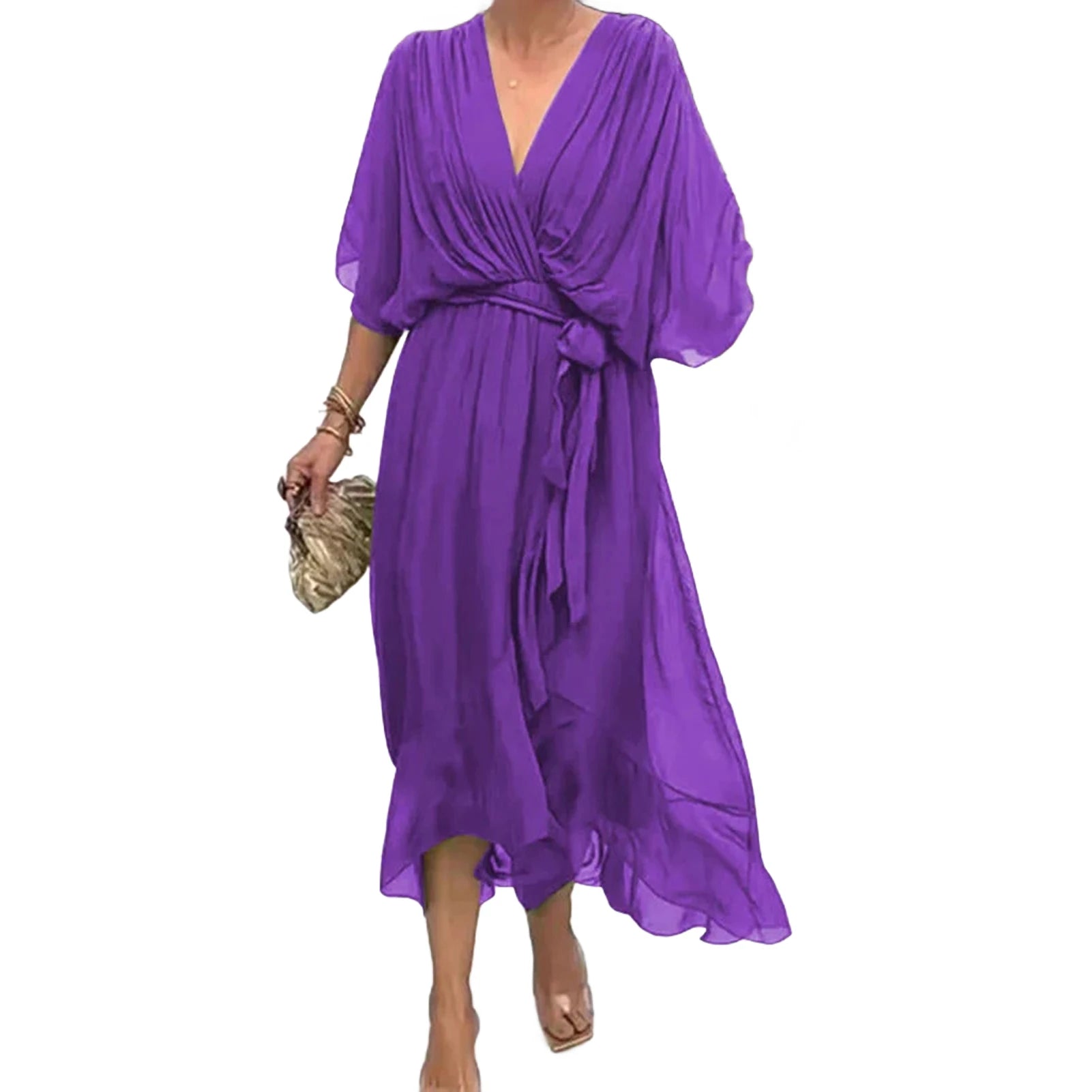 Robe Kimono Élégante à Volants été

