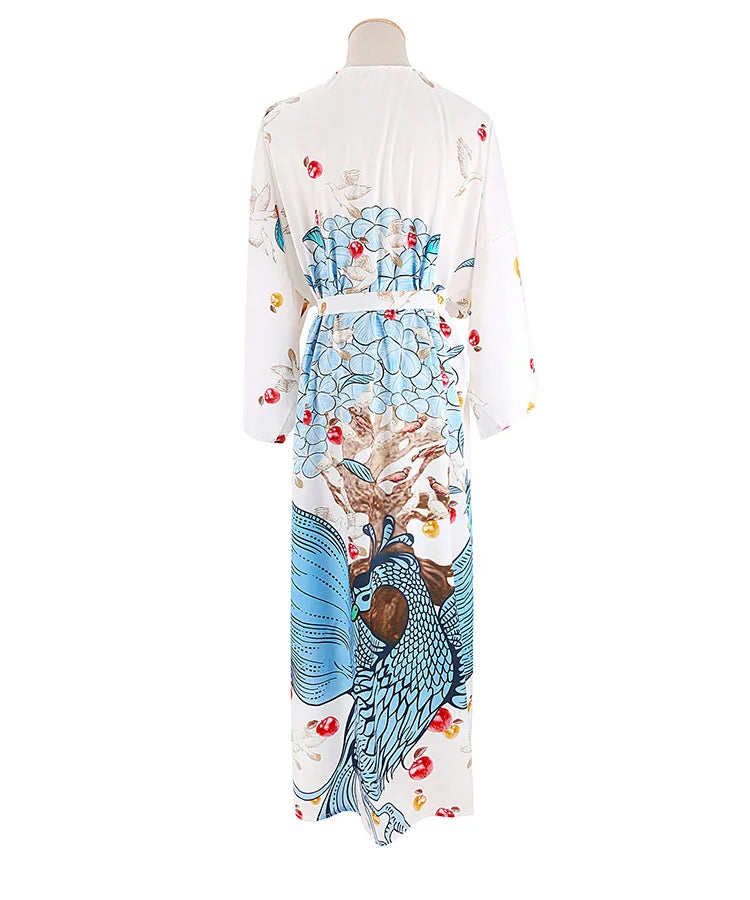 Kimono de Plage Imprimé Bleu à la mode