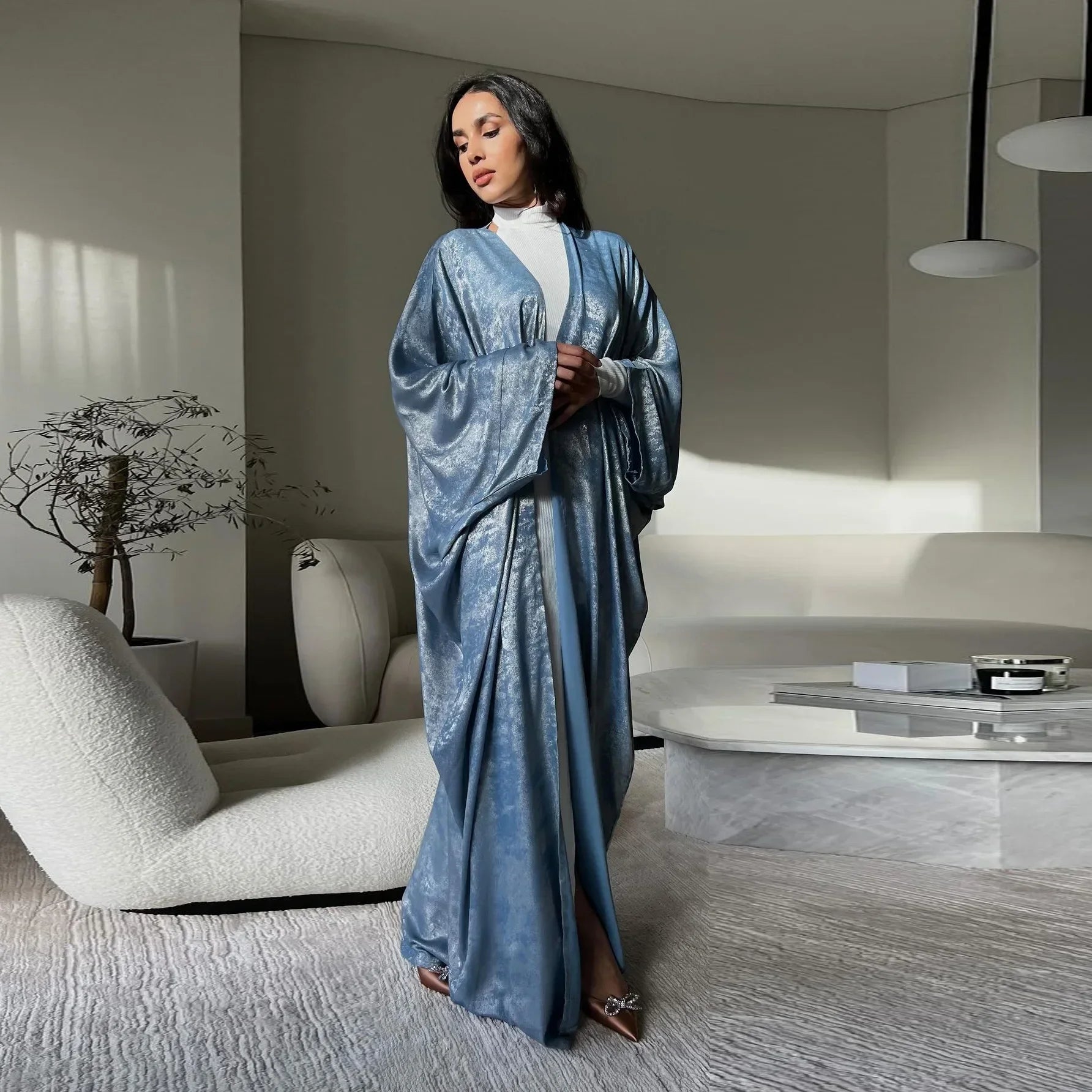 Kimono Abaya Bleu Maxi