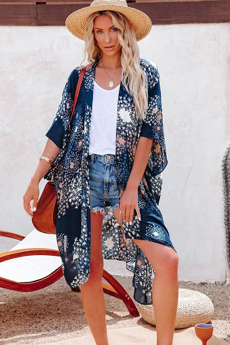 Veste Bleue Kimono Stylée