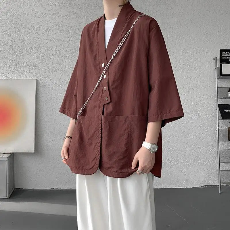 Veste Kimono Ample à Poches Stylé