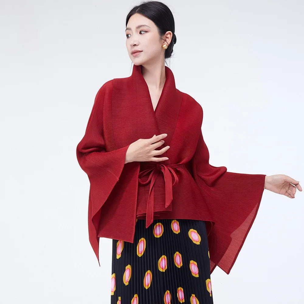 Veste Kimono Asymétrique Bordeaux Chic Femme