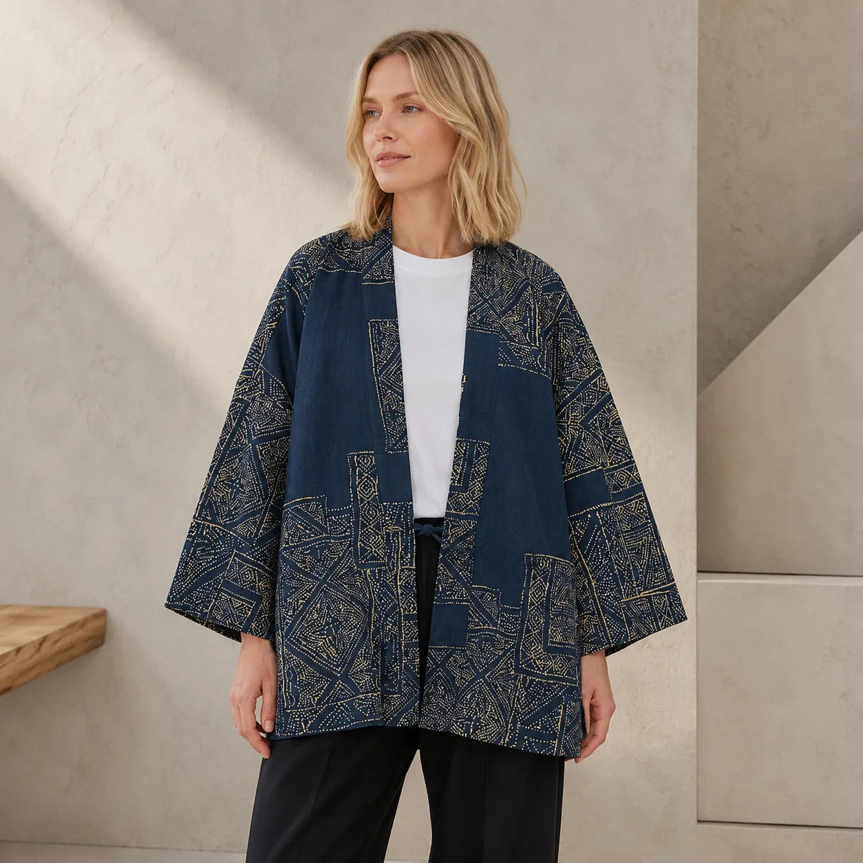 Veste Kimono Bleu Chic