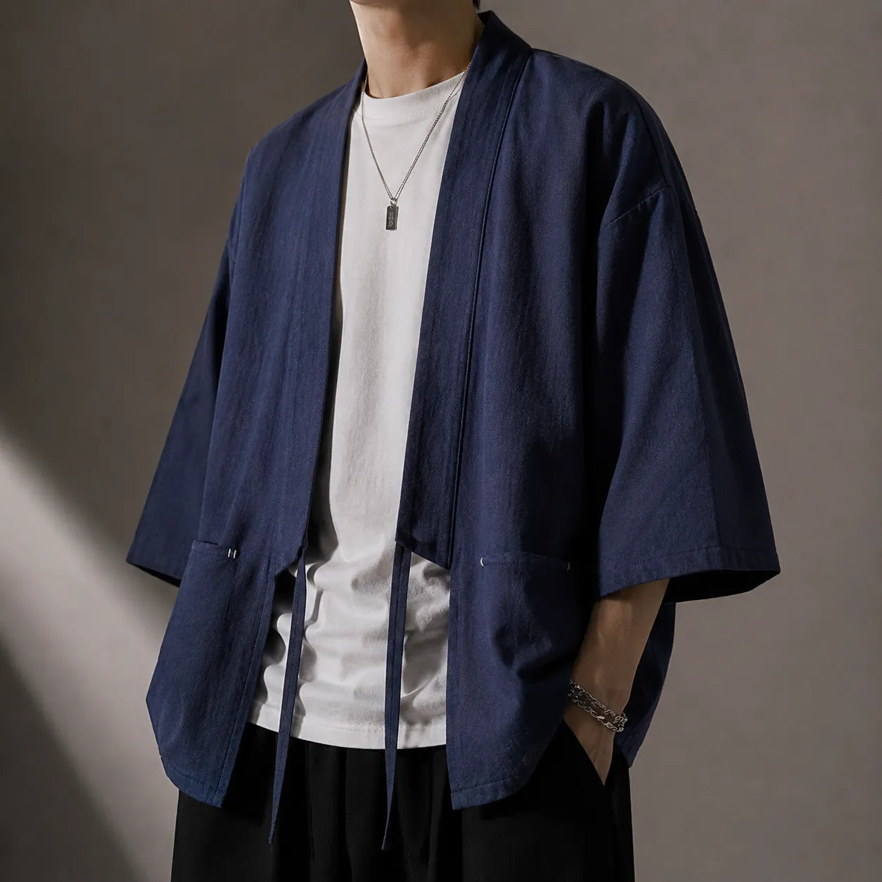 Veste Kimono Bleu Coton