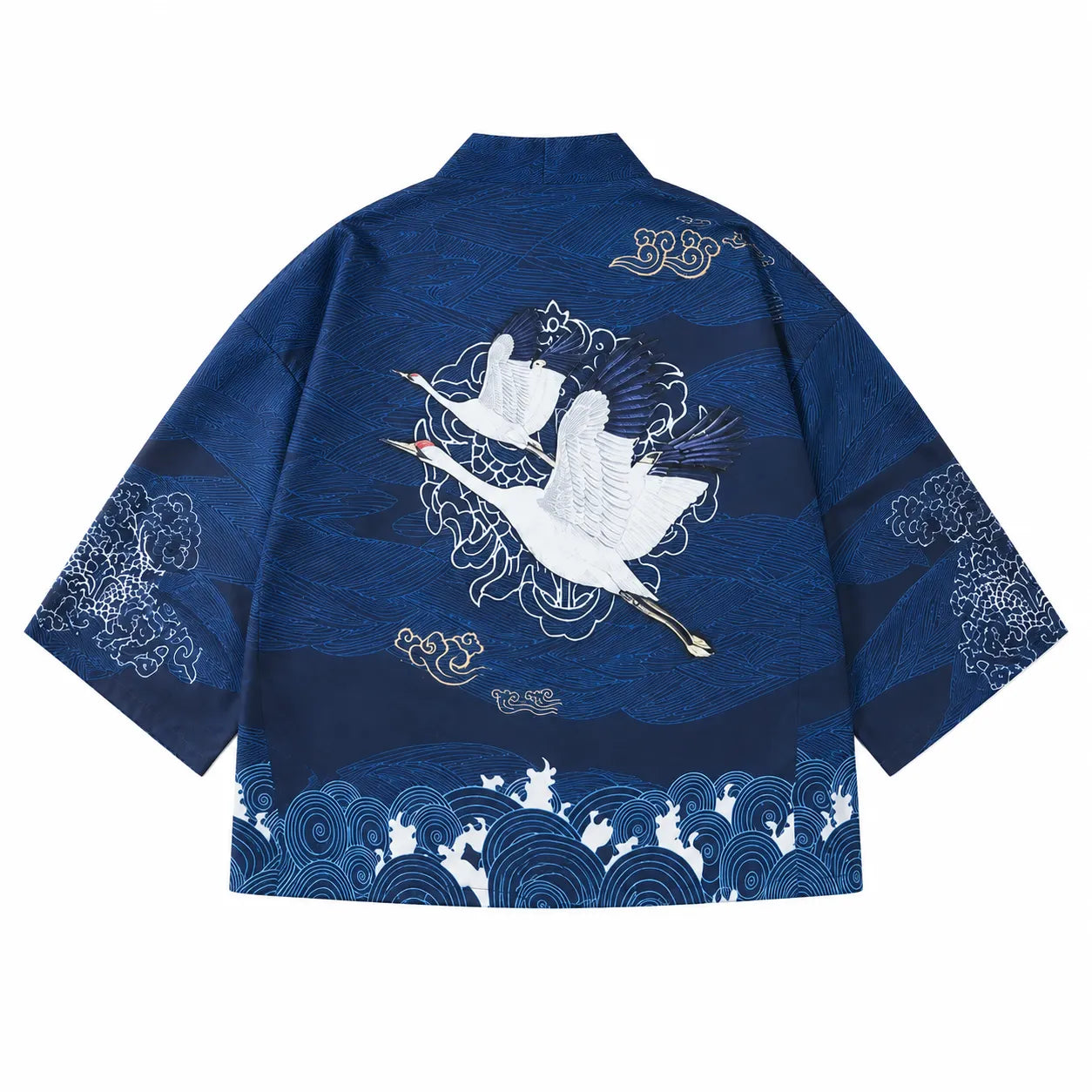 Veste Kimono Homme Bleue Grues Stylé