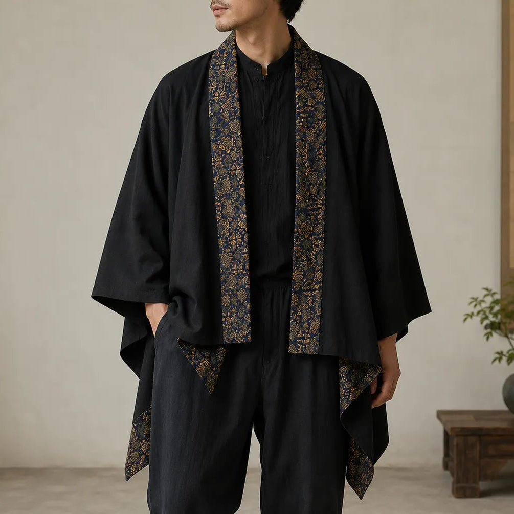 Veste Kimono Homme Noire Double Face