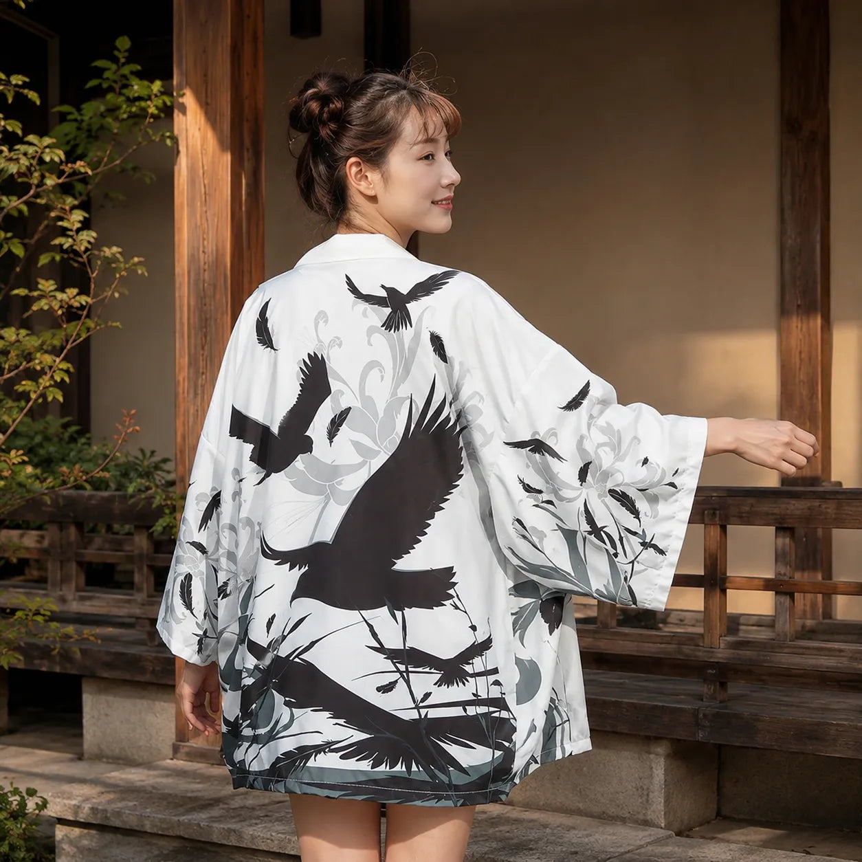 Veste Kimono Japonais Corbeau Design
