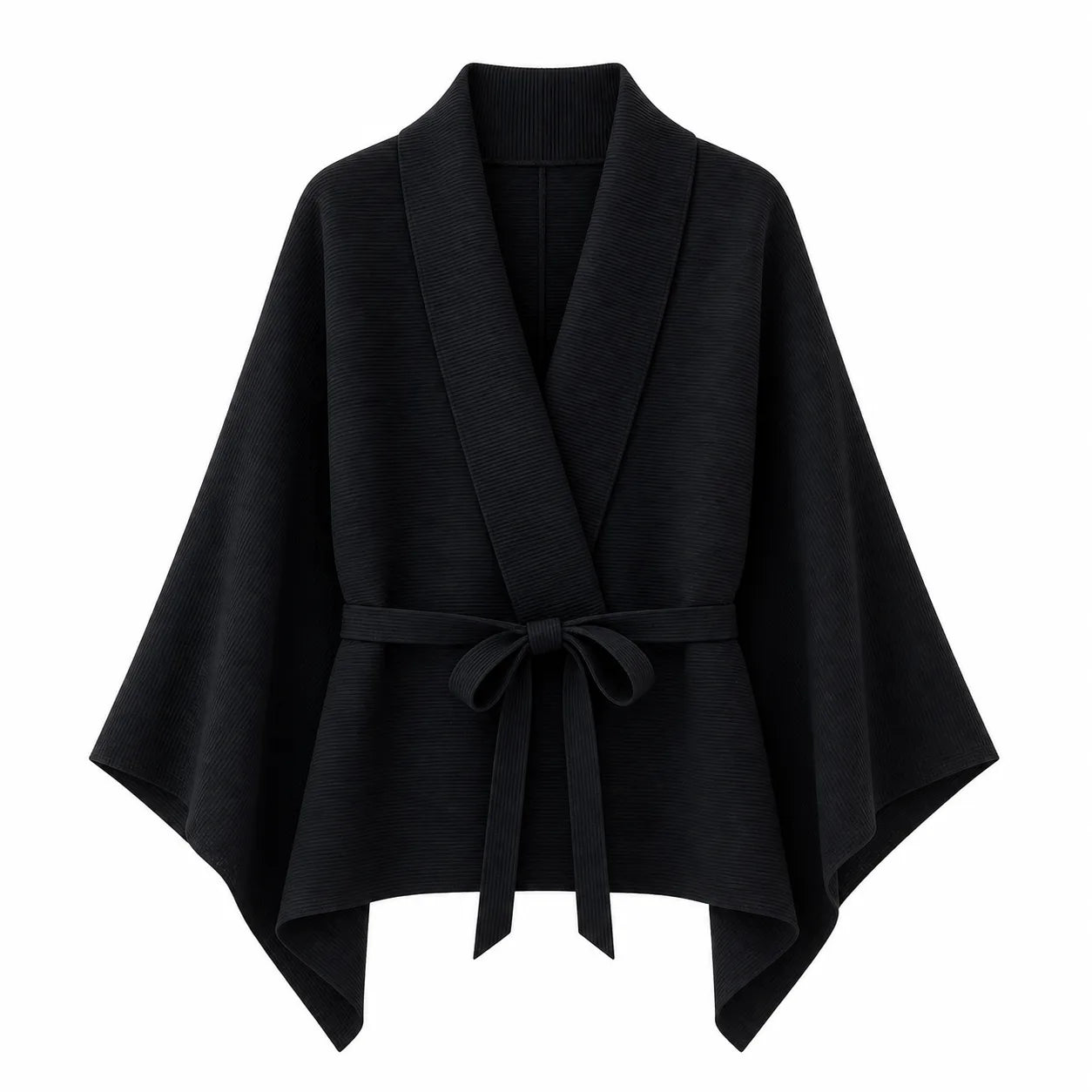 Veste Kimono Noire Raffinée Irrégulière Ample