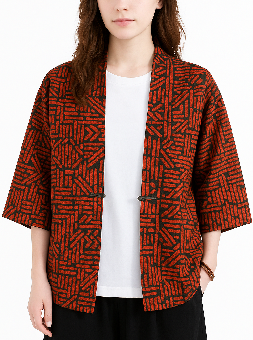 Veste Kimono Rouge et Noire Design