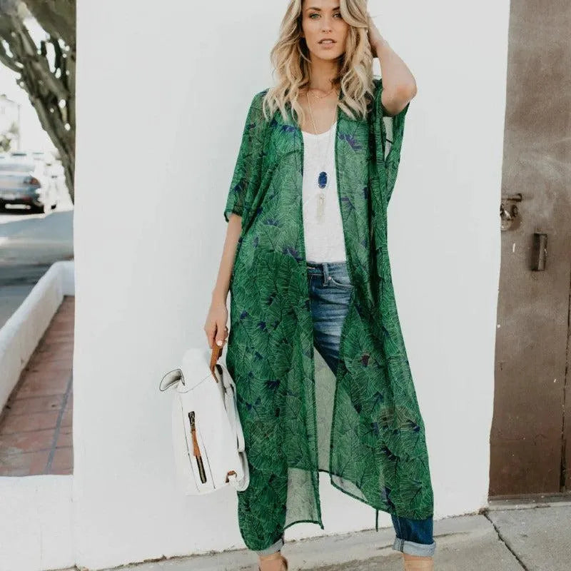 Veste Verte Kimono Femme