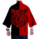 Chemise Kimono Homme Rouge Noir