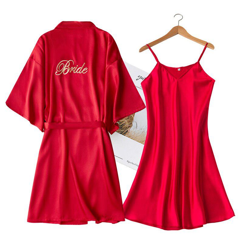 Ensemble Nuisette Kimono Rouge Léger