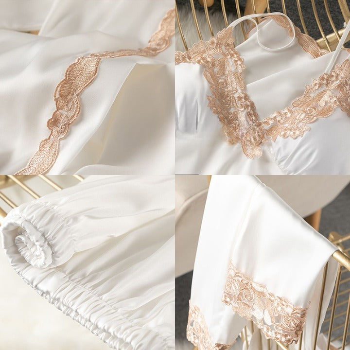 Ensemble Nuisette et Kimono Blanc Dentelles