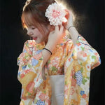 Kimono Japonais Doré Fleuri