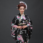 Kimono Japonais Femme Traditionnel Noir