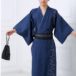 Kimono Japonais Homme Coton Bleu