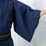 Kimono Japonais Homme Coton Bleu