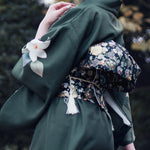 Kimono Long Noir Japonais Fleuri