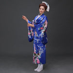 Kimono Traditionnel Bleu Japonais Femme