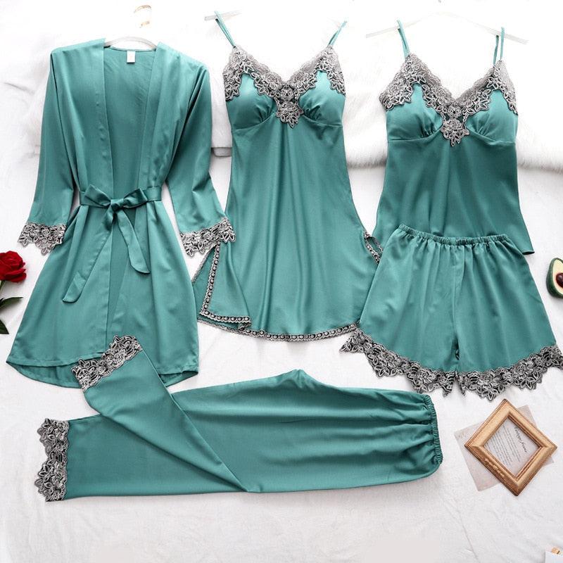 Lingerie Kimono Satin 5 Pièces
