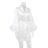 Peignoir Bain Femme Blanc Kimono