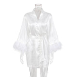 Peignoir Bain Femme Blanc Kimono