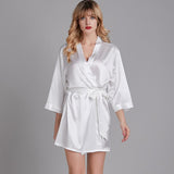 Peignoir Kimono Satin Blanc