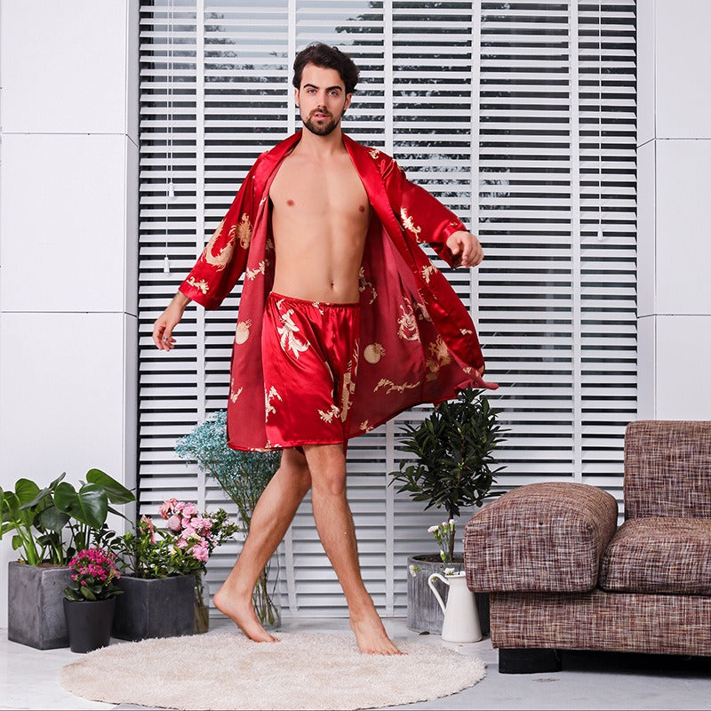 Peignoir Kimono Satin Rouge