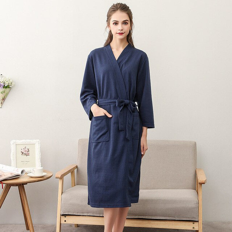Peignoir De Bain Femme Bleu Marine Polaire