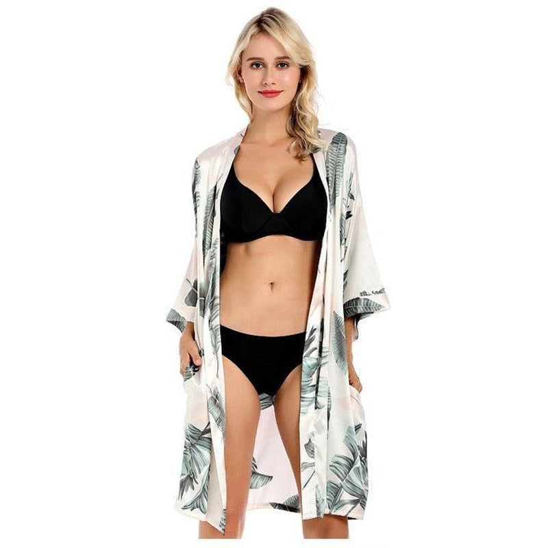 Peignoir Satin Fleuri Sexy