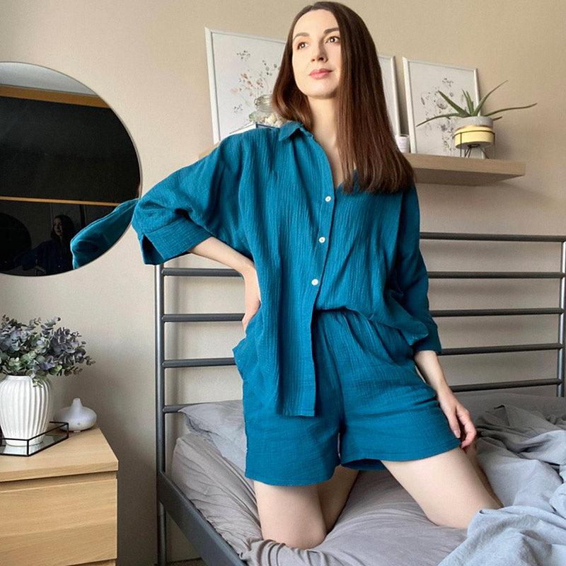 Pyjama Femme Bleu Canard Design