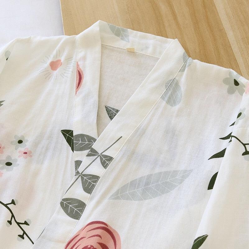 Pyjama Kimono Blanc Col
