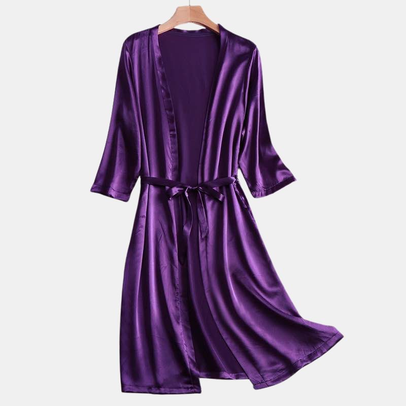 Pyjama Kimono Femme Soie Violet