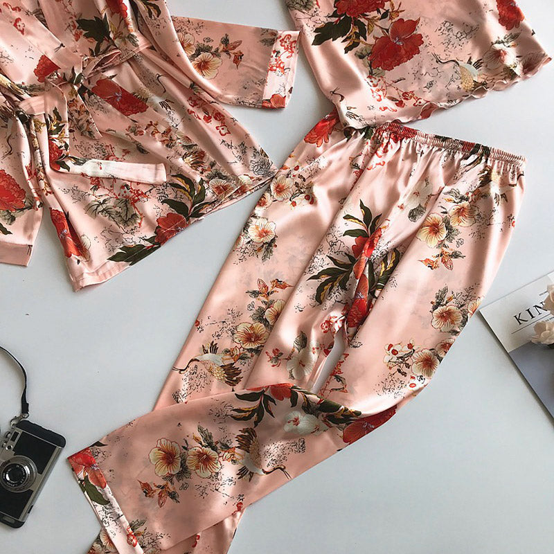 Pyjama Kimono Trois Pièces Femme