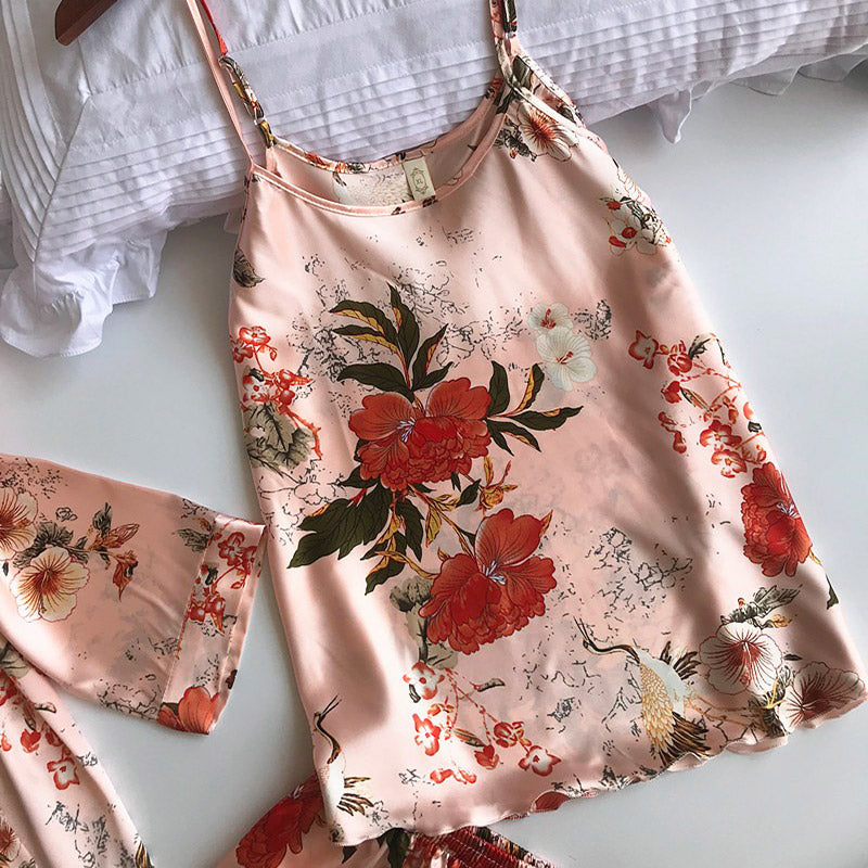 Pyjama Kimono Trois Pièces Rose