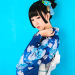 Robe Kimono Japonais Bleu