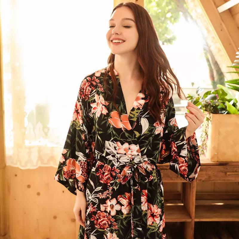Robe Kimono Fleuri Design