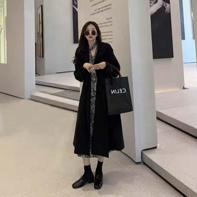 Trench Long Noir Femme Chic