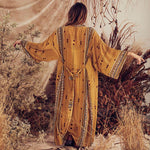 Veste Kimono Longue Femme Jaune