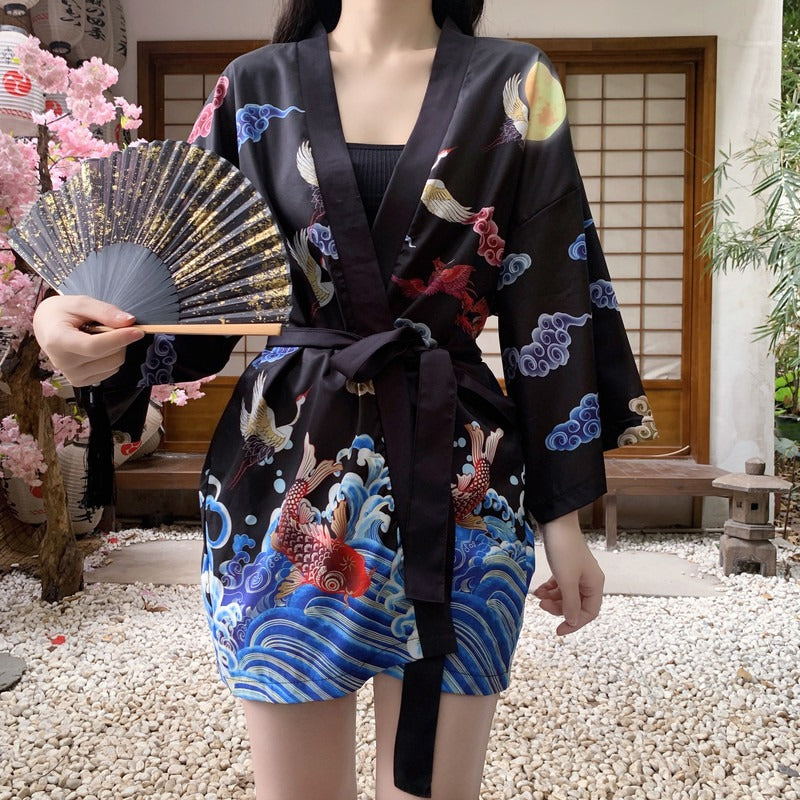 Veste Kimono Vintage Japonais Noir