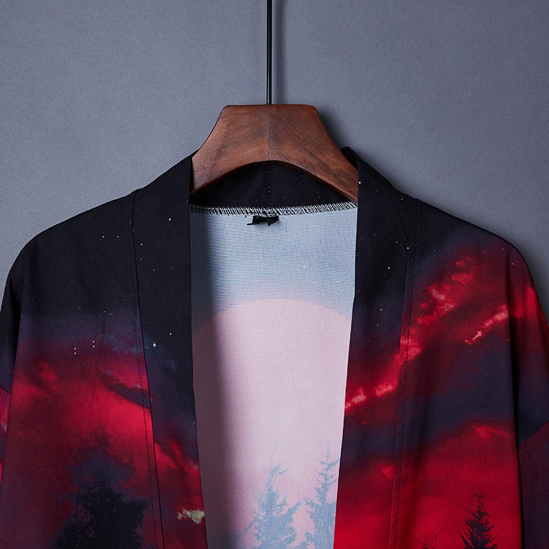 Veste Kimono Court Lune Rouge