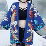 Veste Kimono Japonais Bleu Marine