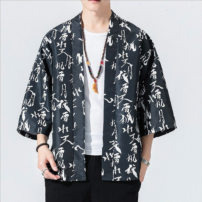 Veste Kimono Noir Kanji